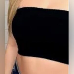 Mono B Elegant Dk Grey Bandeau Crop Top